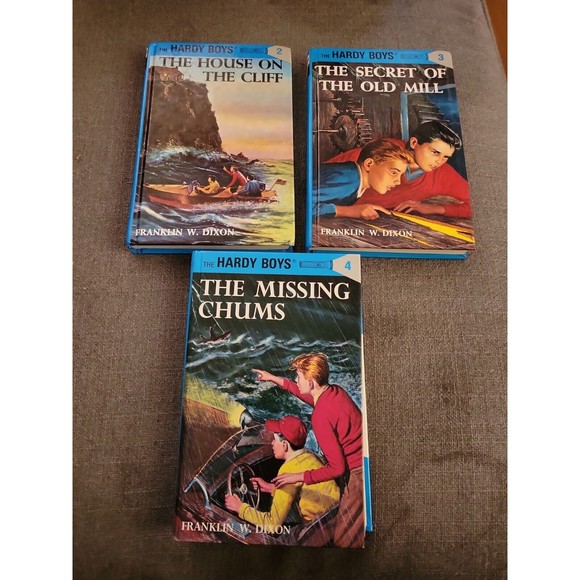Lot of 3 Hardy Boys flashlight edition books # 2 3 4 Cliff Old Mill Chums Vtg - Picture 1 of 11